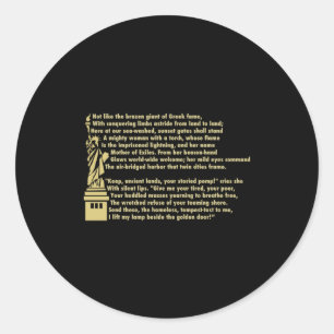 Statue Liberty New Colossus Patriotic Classic Round Sticker