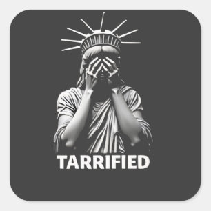 Statue Liberty New York America Tarrified Square Sticker