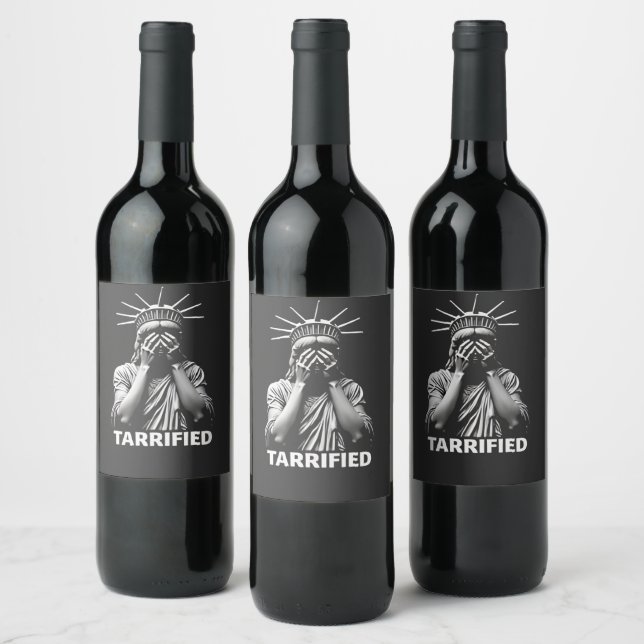 Statue Liberty New York America Tarrified  Wine Label (Bottles)