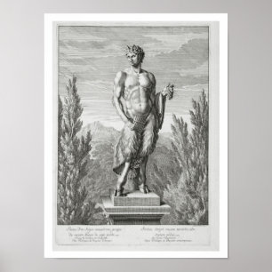 Statue of a Satyr holding a bunch of grapes, Versa Poster
