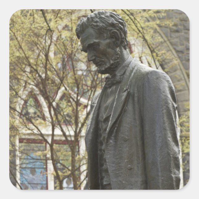 Statue of Abraham Lincoln, Portland, Oregon Square Sticker (Front)