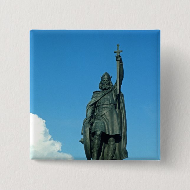 Statue of Alfred the Great 15 Cm Square Badge (Front)