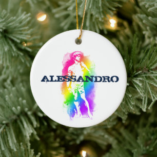 Statue of David Rainbow Watercolor  Personalised  Ceramic Ornament