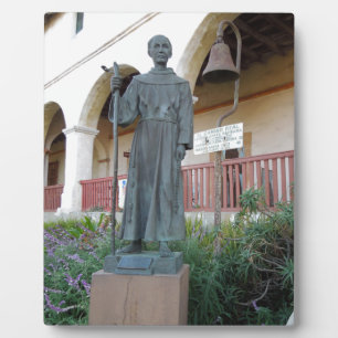 Statue of Father Serra at Santa Barbara Mission Plaque