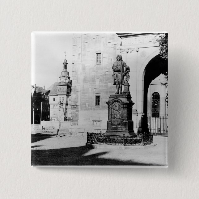 Statue of Johann Sebastian Bach 15 Cm Square Badge (Front)