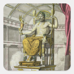 Statue of Jupiter in a Temple, from 'Costumi dei R Square Sticker