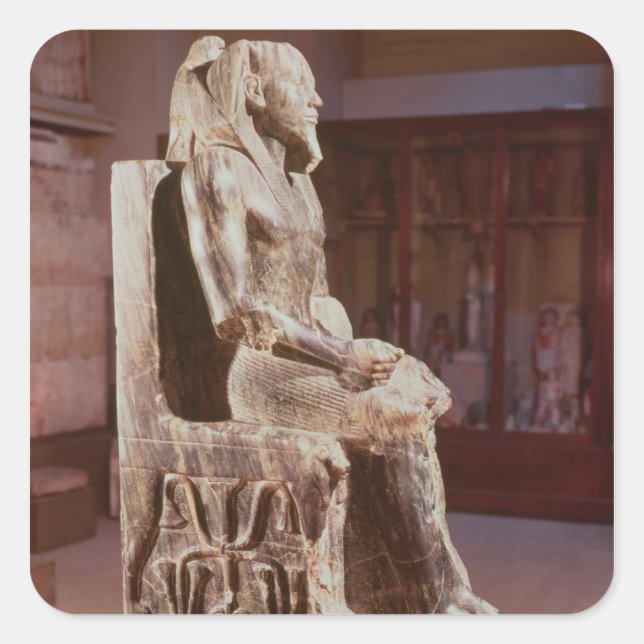 Statue of Khafre  enthroned Square Sticker (Front)