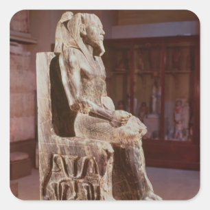 Statue of Khafre enthroned Square Sticker