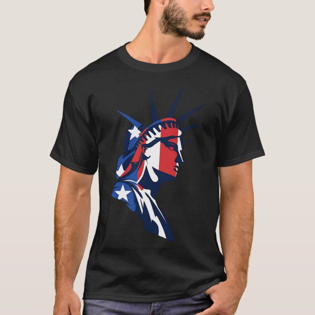 Statue Of Liberty 4th July American Flag T-Shirt (Front)