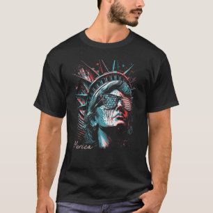 Statue Of Liberty 4th of July American Flag USA Fu T-Shirt