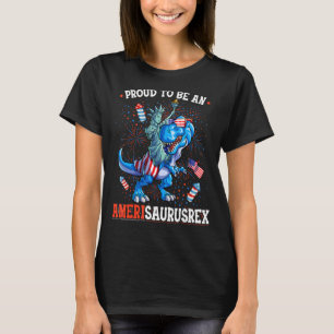 Statue Of Liberty 4th Of July Dino Boys Men Americ T-Shirt