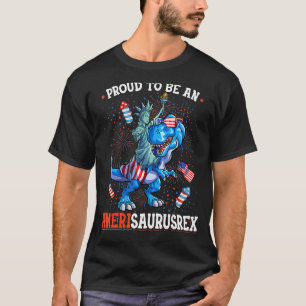 Statue Of Liberty 4th Of July Dino Boys Men Americ T-Shirt