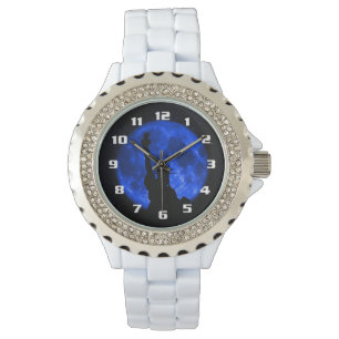 Statue of Liberty against a blue Moon Watch