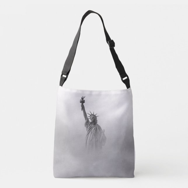 Statue of Liberty America Black and White Crossbody Bag (Back)