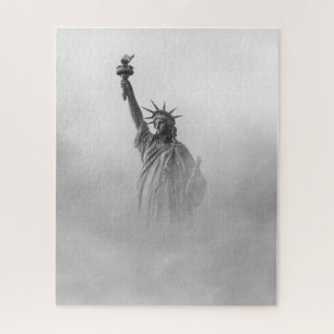 Statue of Liberty America Black and White Jigsaw Puzzle