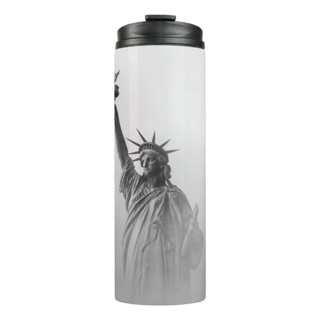 Statue of Liberty America Black and White Thermal Tumbler (Front)