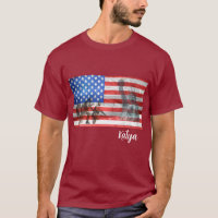 Statue of Liberty, American Flag and Soldier