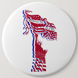 Statue of Liberty American Flag and Your Text 6 Cm Round Badge