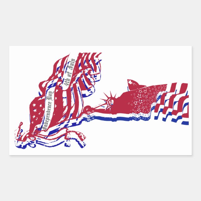 Statue of Liberty American Flag and Your Text Rectangular Sticker (Front)