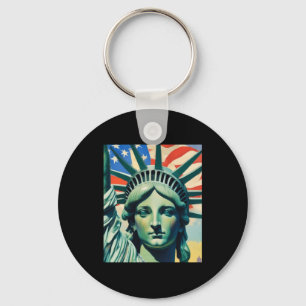 Statue Of Liberty American Flag Art New York T Shi Key Ring
