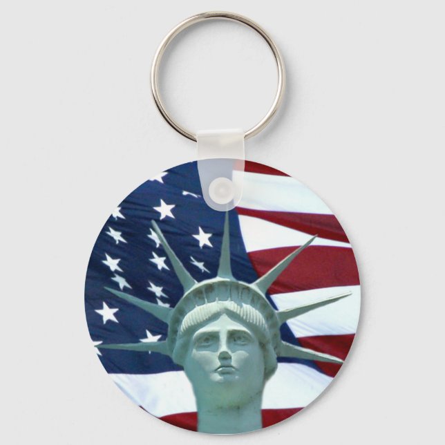 Statue of Liberty American flag Key Ring (Front)