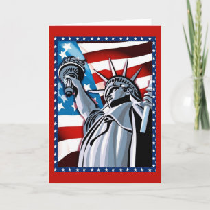 Statue of Liberty and American Flag Holiday Card