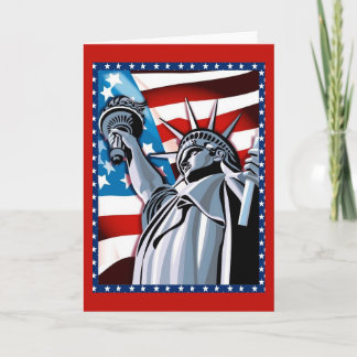Statue of Liberty and American Flag Holiday Card