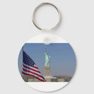 Statue of Liberty and American Flag Patriotic NYC Key Ring