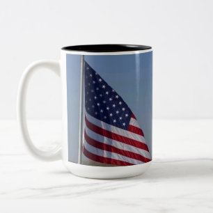 Statue of Liberty and American Flag Patriotic NYC Two-Tone Coffee Mug