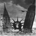 STATUE OF LIBERTY AND EMPIRE STATE BUILDING STANDING PHOTO SCULPTURE<br><div class="desc">BLACK AND WHITE ILLUSTRATION OF STATUE OF LIBERTY AND EMPIRE STATE BUILDING WITH OUR LIBERTY COMING OUT OUT OF THE SEA.</div>