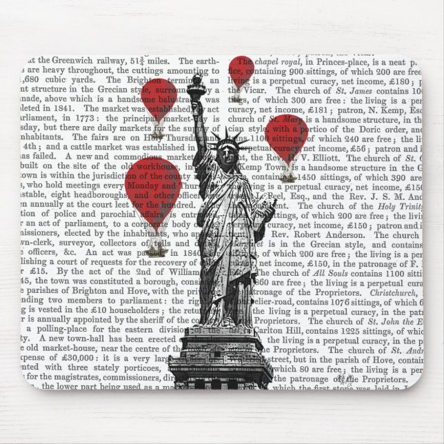 Statue Of Liberty and Red Hot Air Balloons Mouse Pad (Front)
