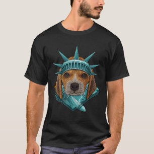 Statue Of Liberty Beagle 4th Of July Dog USA Ameri T-Shirt