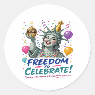 Statue of Liberty Birthday Celebration Classic Round Sticker