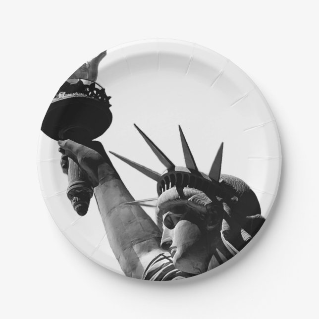 Statue of Liberty Black & White Paper Plate (Front)