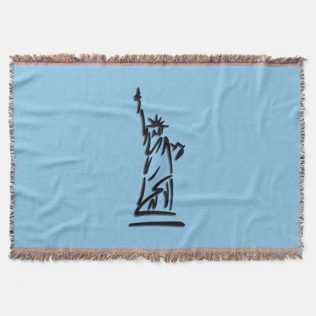 Statue of Liberty Blue Throw Blanket (Front)