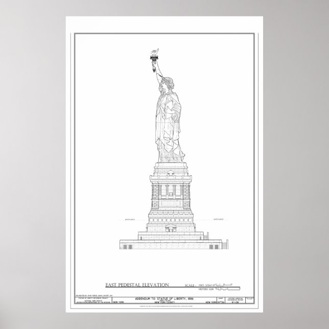 Statue of Liberty Blueprint Poster (Front)