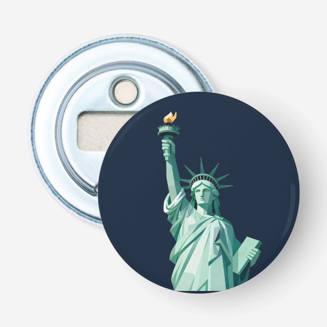 Statue of Liberty Button Bottle Opener  (Front)