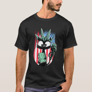 Statue Of Liberty Cat Liberkitty 4th July Black Ca T-Shirt