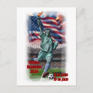 Statue of Liberty Celebrating Football on a Holiday Postcard