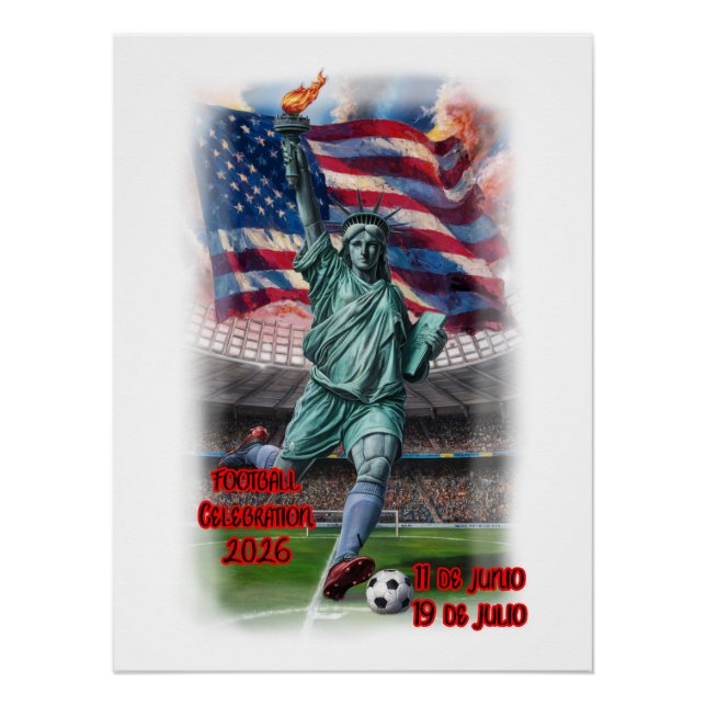 Statue of Liberty Celebrating Football on a Poster (Front)