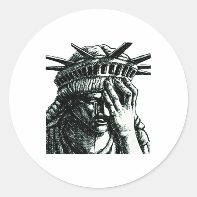 Statue Of Liberty Crying Anti Trump Resist No Musl Classic Round Sticker (Front)