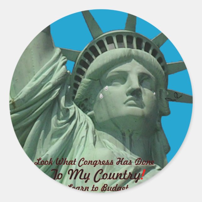 Statue of Liberty Crying Classic Round Sticker (Front)