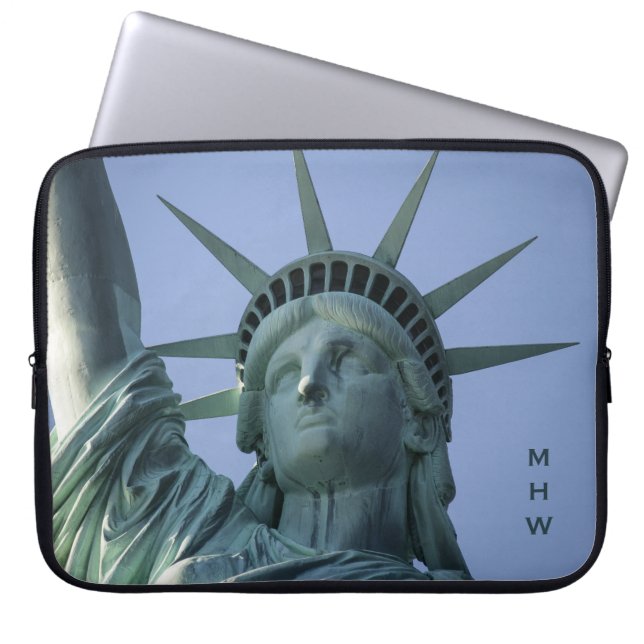 Statue of Liberty custom monogram laptop sleeves (Front)