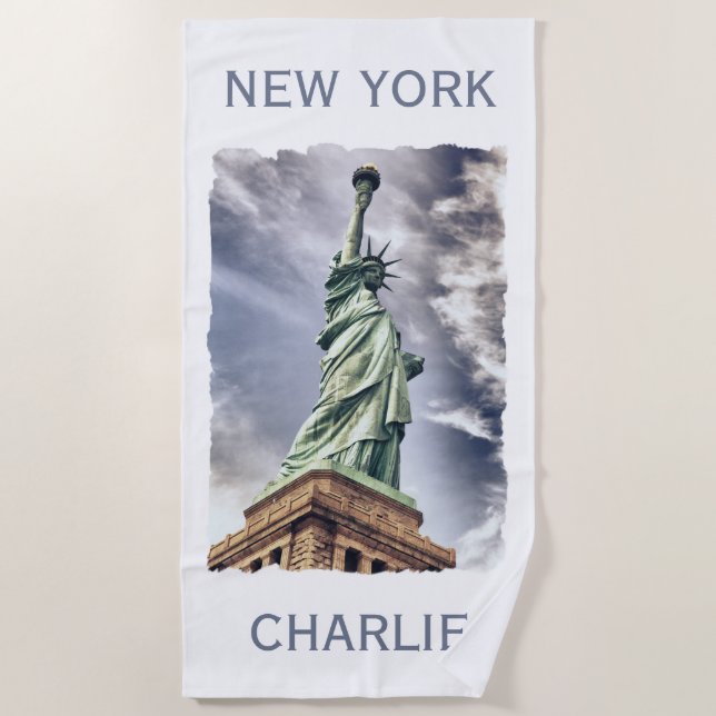 Statue of Liberty custom name beach towel (Front)