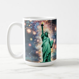 Statue Of Liberty Fireworks Independence Day, Coffee Mug