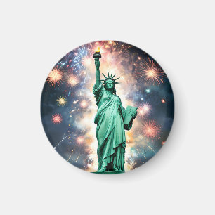 Statue Of Liberty Fireworks Independence Day, Magnet