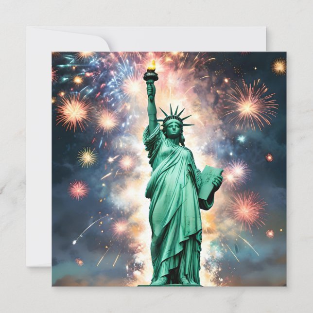 Statue Of Liberty Fireworks Independence Day, Save The Date (Front)