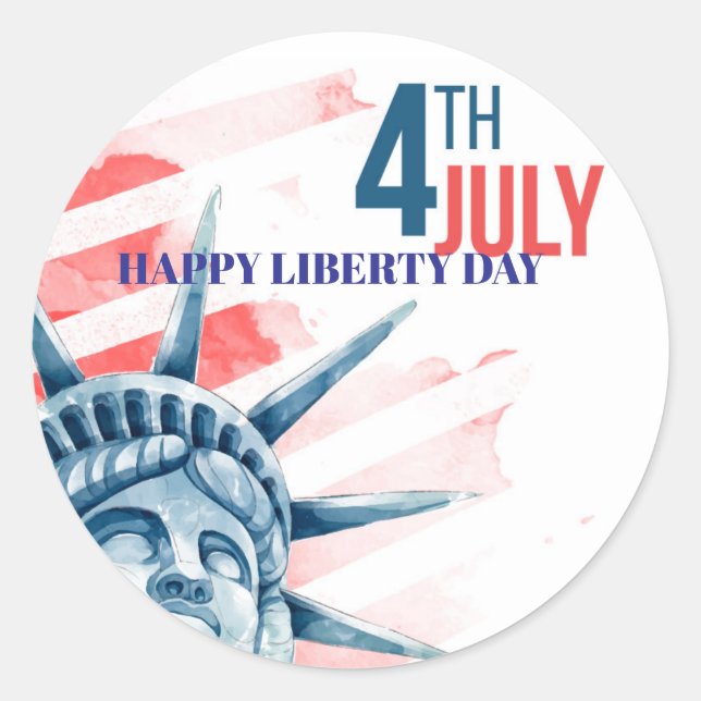 Statue of Liberty Fourth July Custom  Classic Round Sticker (Front)