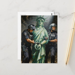 Statue of Liberty Gets Arrested Postcard