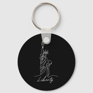 Statue Of Liberty Hand-drawn One Line New Art Draw Key Ring
